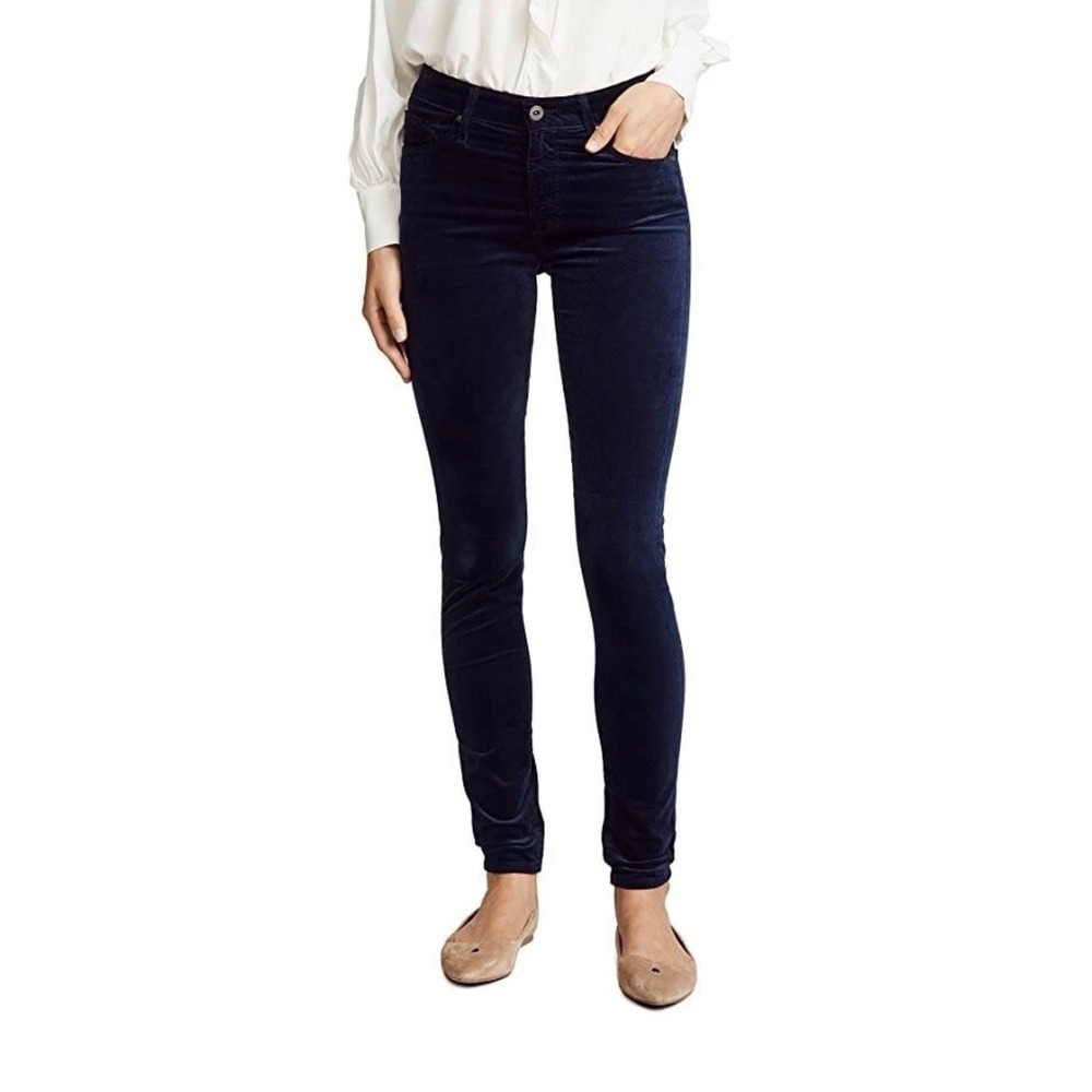 AG Adriano Goldschmied The Legging Super Skinny Women 29R Navy Blue Velvet Pants